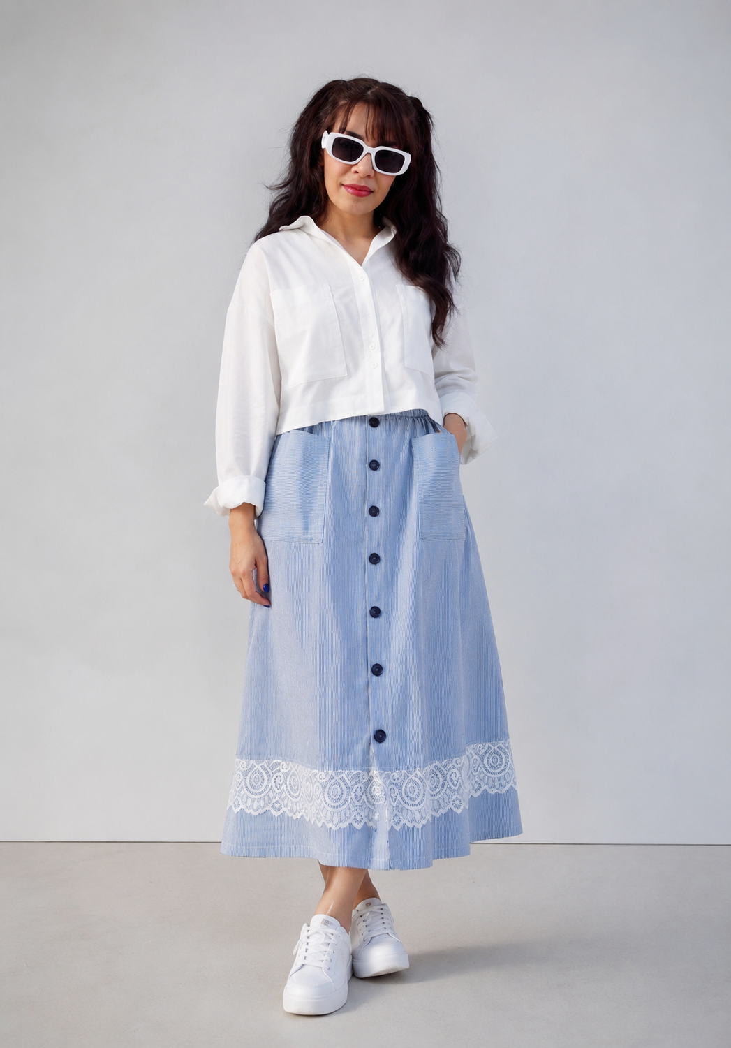 دامن راه راه زنانه